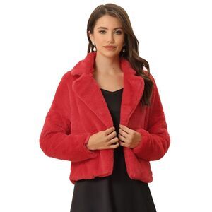 Winter Faux Fur Bolero Jacket Coat Fluffy Red